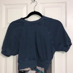 Urban Outfitters Blue Puffed Sleeve Crop